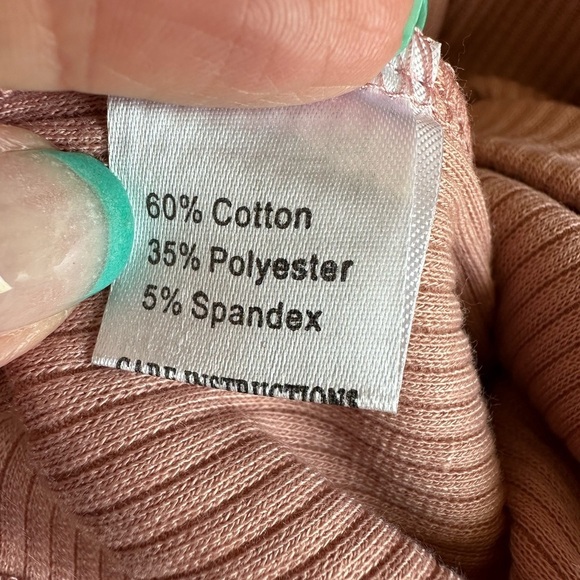 NWT Grace + Emma Mauve/Light Pink Mesh Sleeve Ribbed Top Long Sleeve Medium - Picture 8 of 9